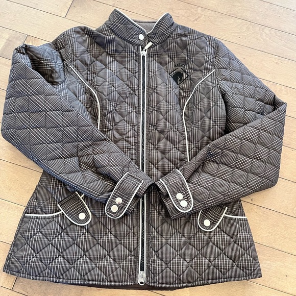 Aris Jackets & Blazers - Artista equestrian Quilted barn jacket  - Brown and White plaid vintage
